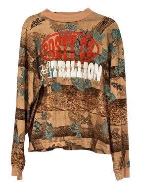 Post Malone Posty Co F-1 Trillion Tan Multi Camo Long Sleeve Tee Size M